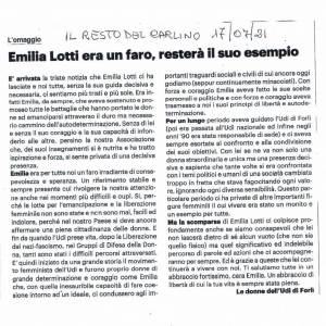 Foto È morta Emilia Lotti, il ricordo dell’UDI 2