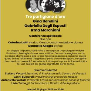 Foto Le ‘Tre partigiane d’oro’ sono: Gina Borellini, Gabriella Degli Esposti e Irma Marchiani 10