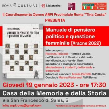 Foto: Roma / Manuale di pensiero politico e questione femminile di Fiorenza Taricone (Aracne, 2022)