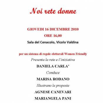 Foto: Noi Rete Donne / Per un sistema di regole elettorali women friendly 