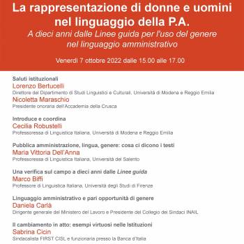 Foto: La rappresentazione di donne e uomini nel linguaggio della P.A. 