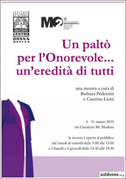 Foto: Un palto’ per l’onorevole... Un’eredità di tutti