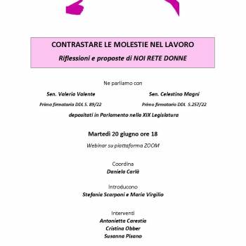 Foto: Contrastare le molestie nel lavoro. Riflessioni e proposte di Noi Rete Donne